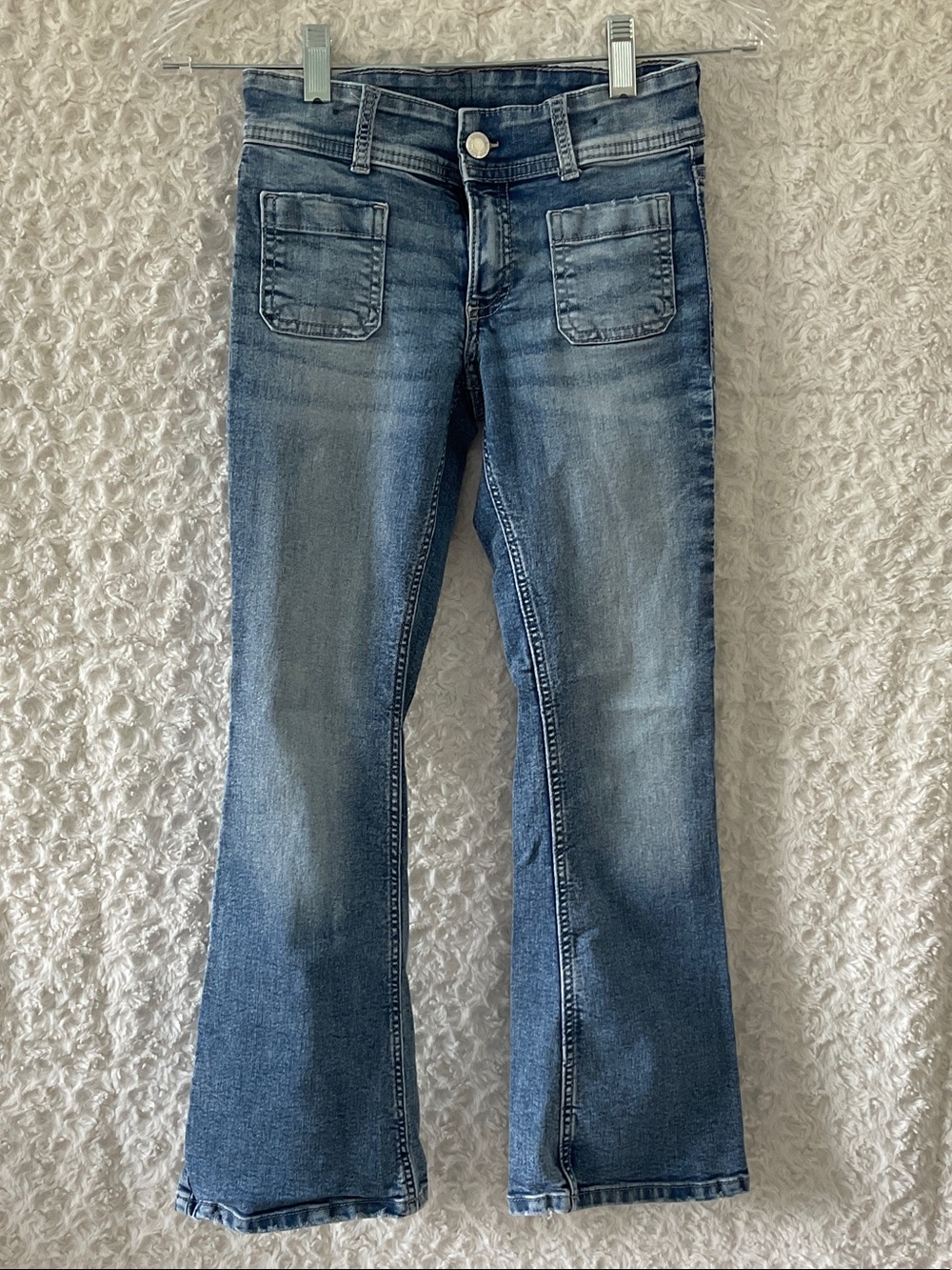 H&M Kids Medium Blue Flare Jeans with Front Patch Pockets